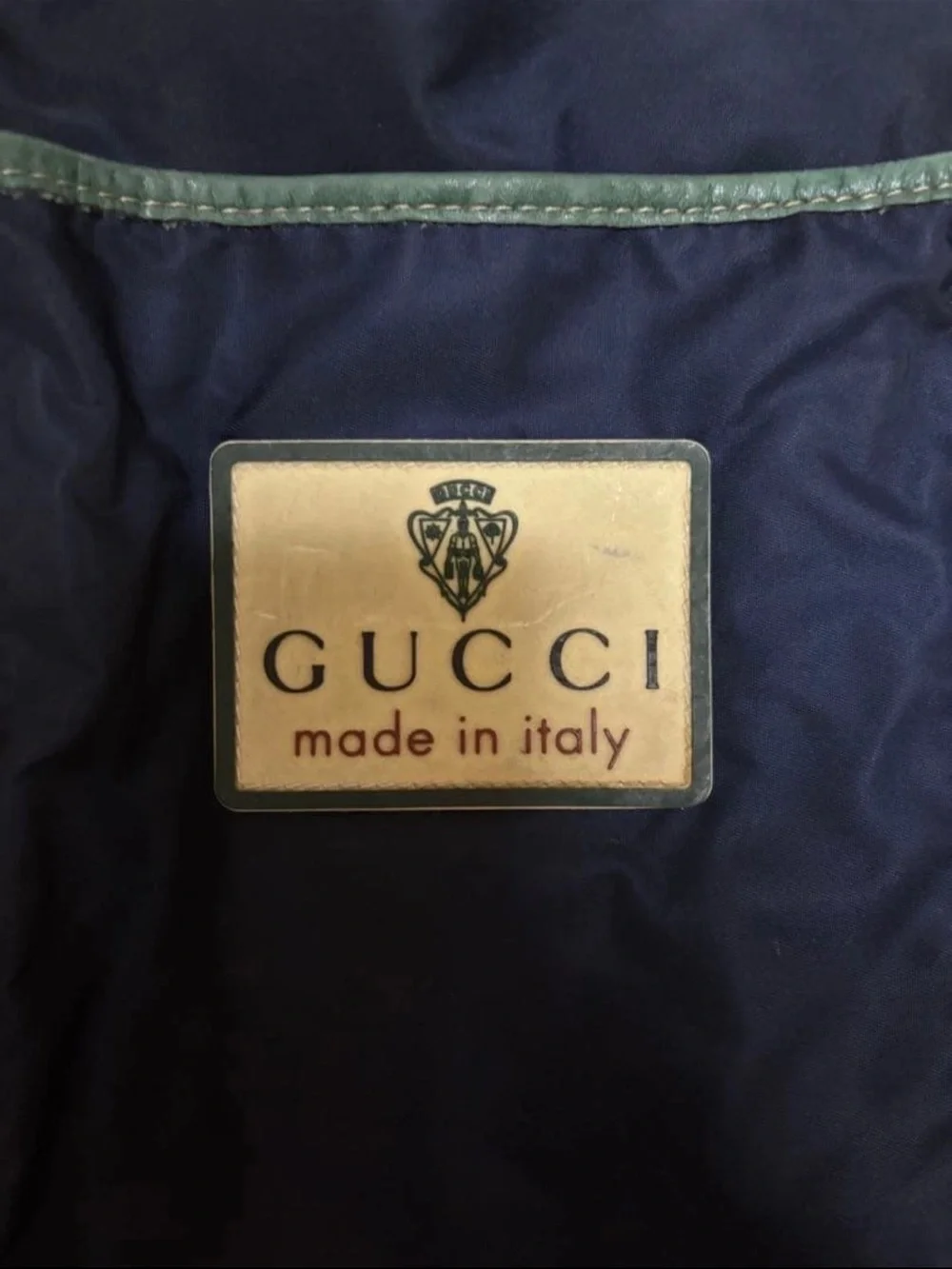 Gucci Navy Crossbody Messenger Bag with Red and White Web Stripes